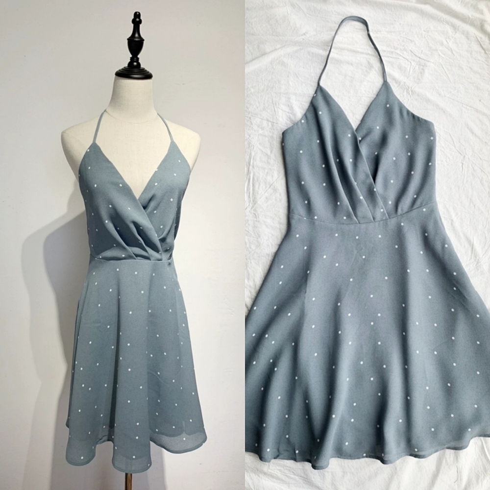 Re:named Polka Dot Halter Dress